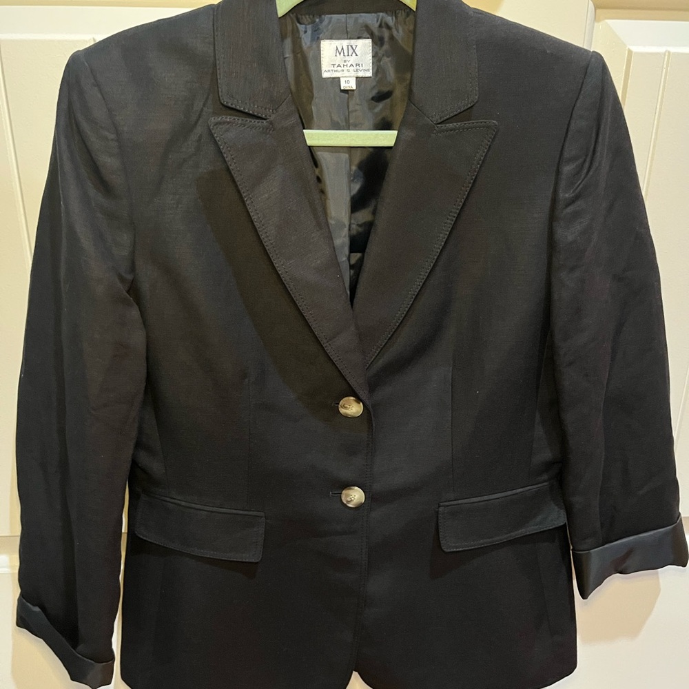 Black linen blend blazer